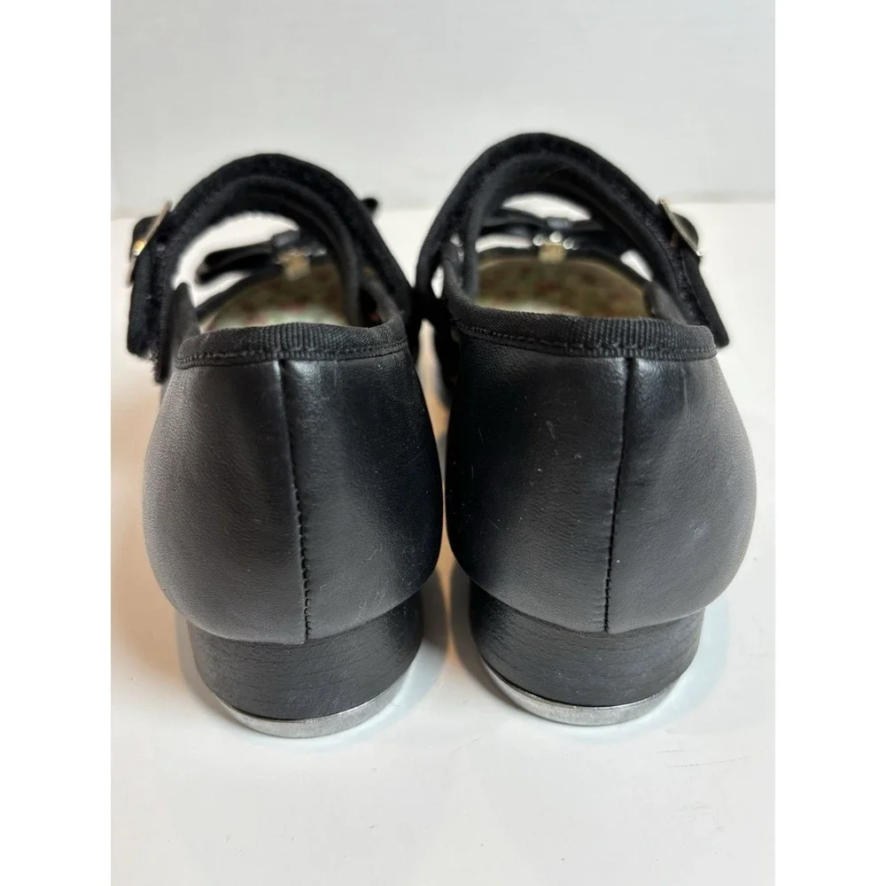 Capezio Girls Mary Jane Tap Shoes Size 2M Black Leather or Patent PVC Dance Shoe